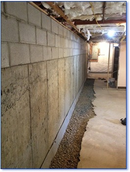 Finished replacement wall prior to waterproofing completion